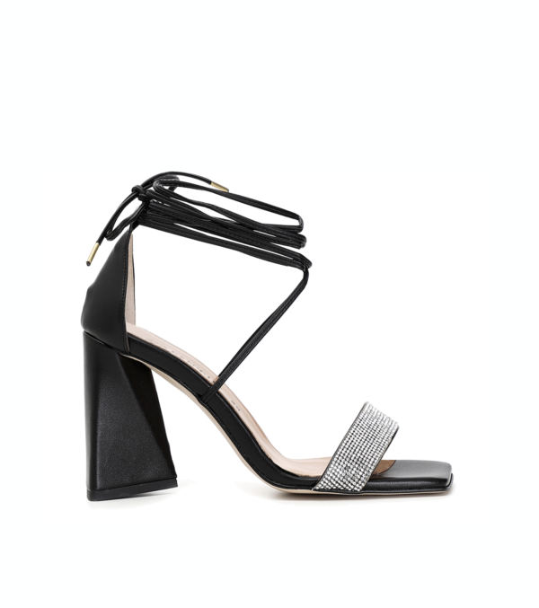 SANDALI SCHIAVA CON FASCIA STRASS E TACCO SCULTURA - Simona Fashion